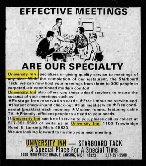 University Inn - Aug 17 1971 Article (newer photo)